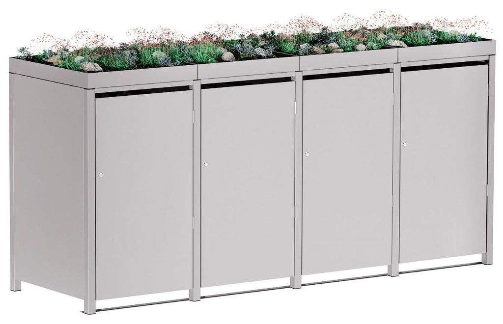 Mülltonnenbox Emma 4er 120L in Hellgrau-Metallic