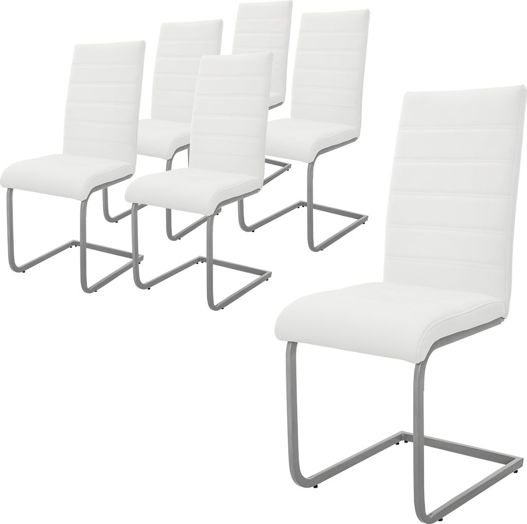 ML-Design sada 6 jídelních židlí s opěradlem, bílá, z Obrázek produktu 