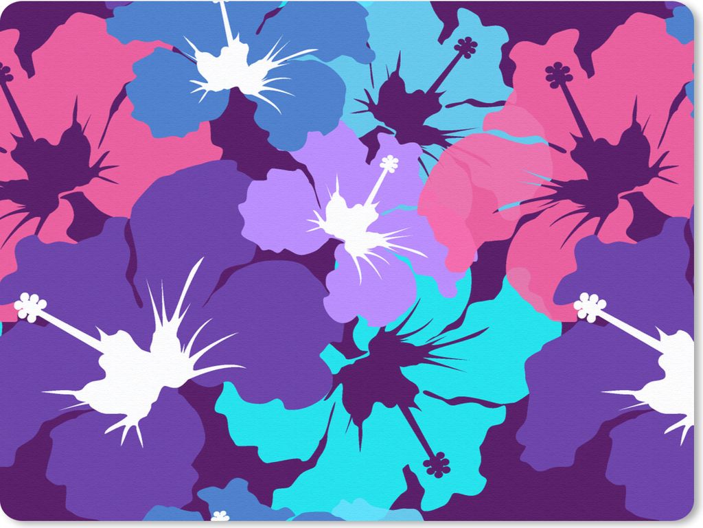MuchoWow Mauspad Mousepad Tropisch - Blumen - Hawaii - Muster 40x30 cm - Mousepads - Maus Mat - Pad - Mausunterlage - Anti Rutsch