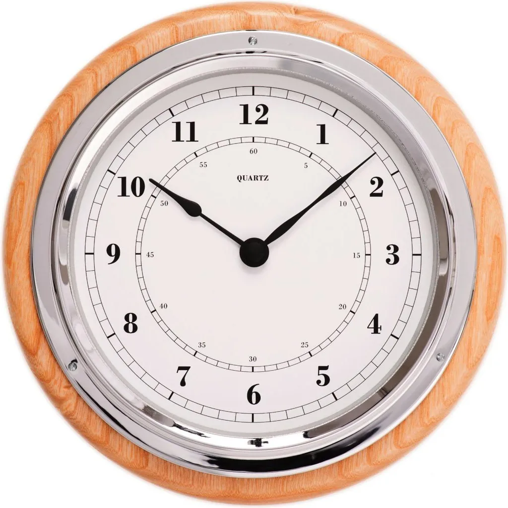 Horloge de bord nautique en laiton chromé Fischer - Diamètre 170mm