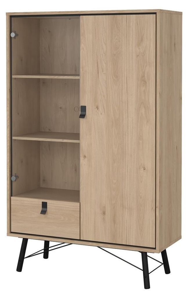 Ry Vitrinenschrank 2 Türen 1 Schublade Eiche Nachbildung.