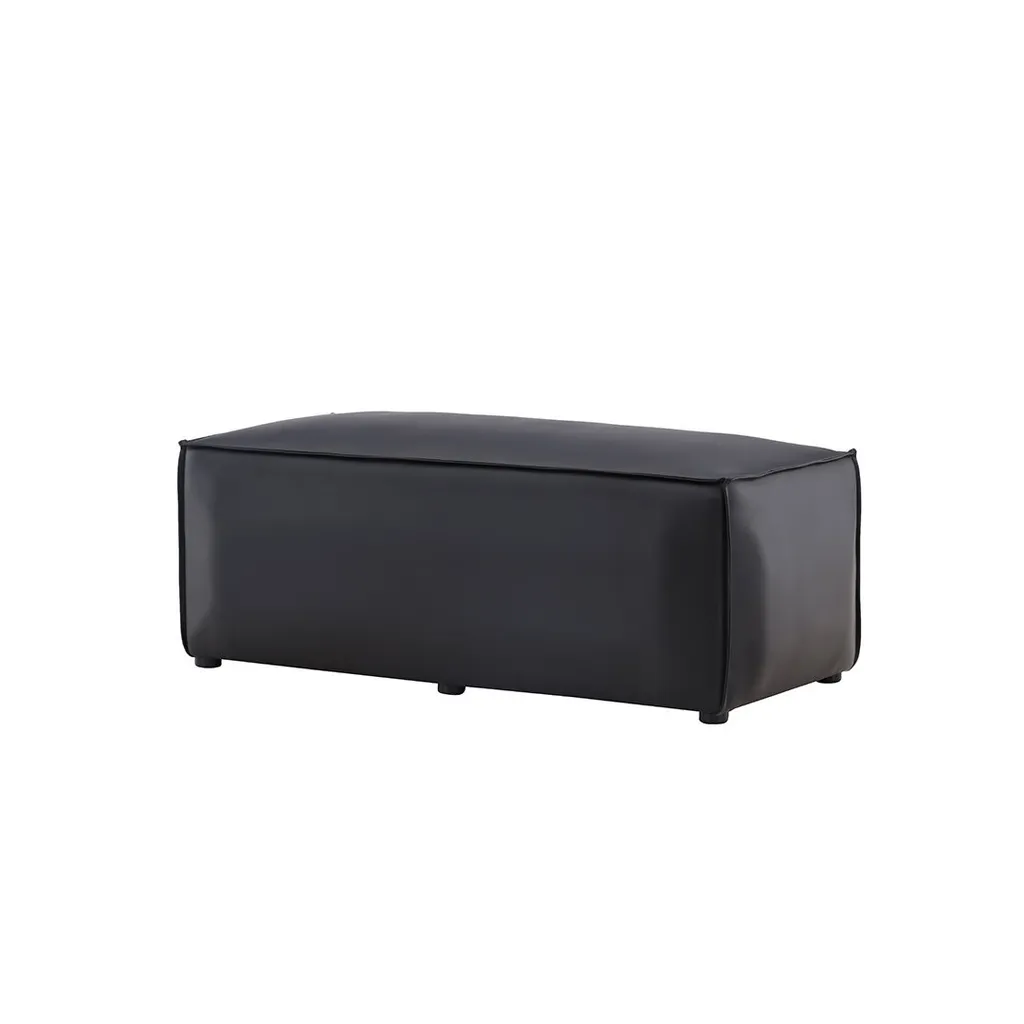 Pouf Palerme en cuir polyuréthane noir élégant - Repose-pieds de salon