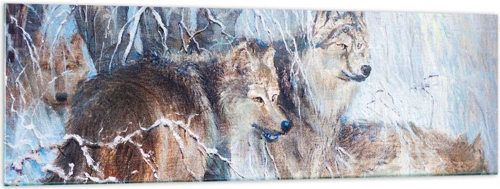 Bilder auf glas - Wolf Tier Wald - 160x50cm - Glasbilder - Wandbilder - Kunstdruck - zum Aufhängen bereit - Wanddekoration aus Glas - Glas Bilder ...