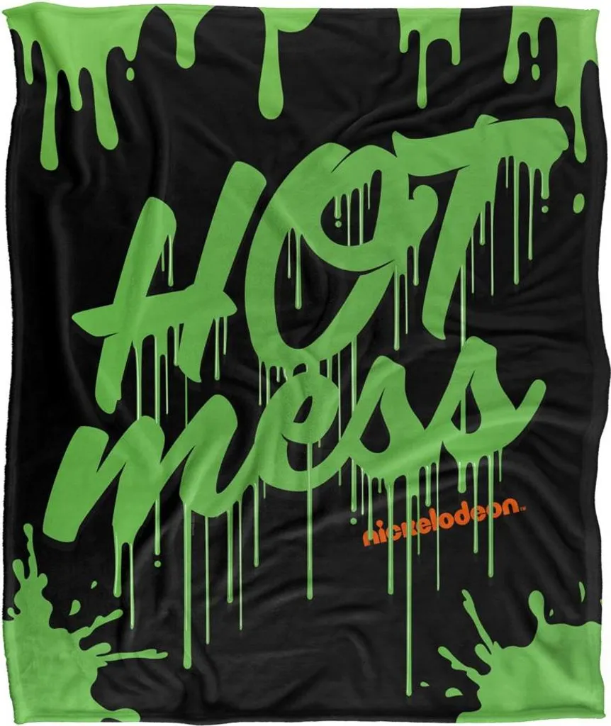 Plaid Douillet Nickelodeon Hot Mess Noir et Vert - Couverture Douce TV25098