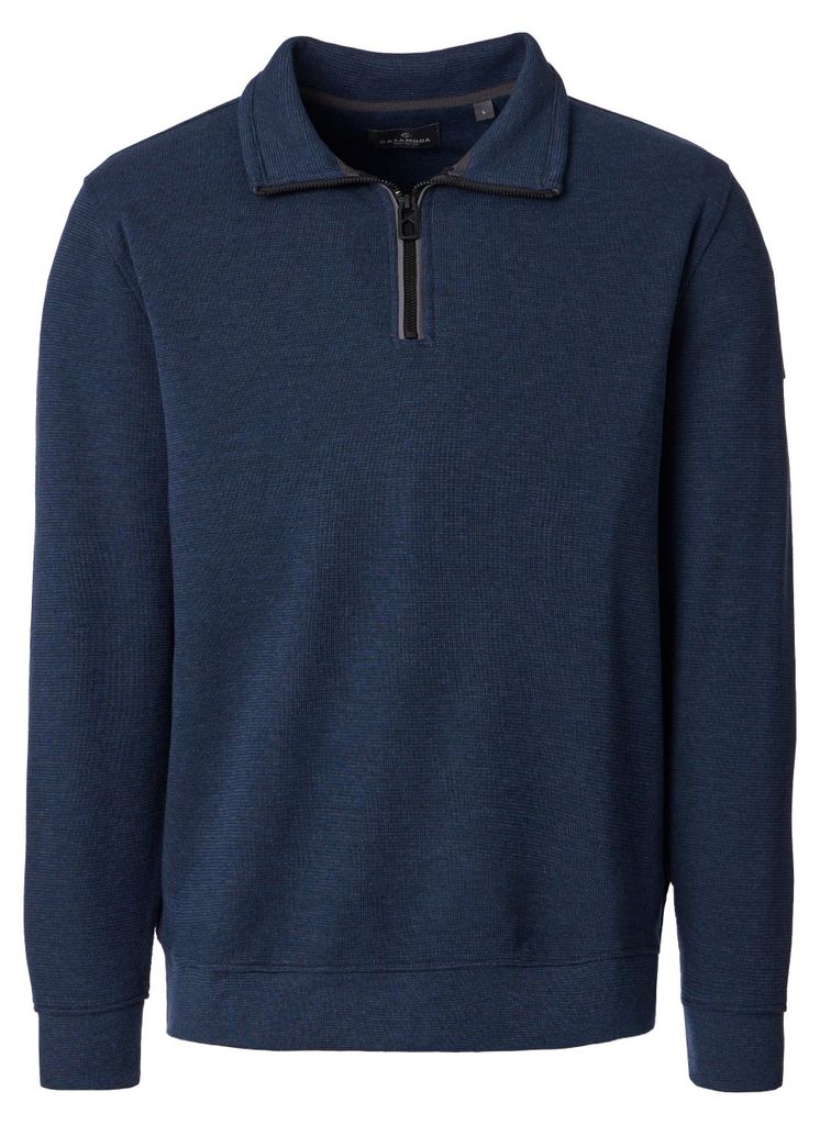 CASAMODA Herren Sweat-Troyer Zipper Regular Baumwollmix Blau 6XL