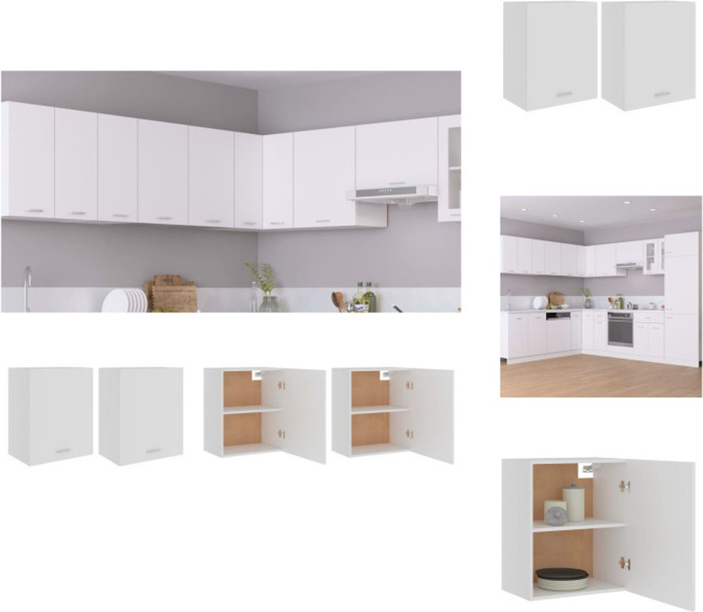 vidaXL Hängeschränke 2 Stk. Weiß 50x31x60 cm Holzwerkstoff - Küchenschränke