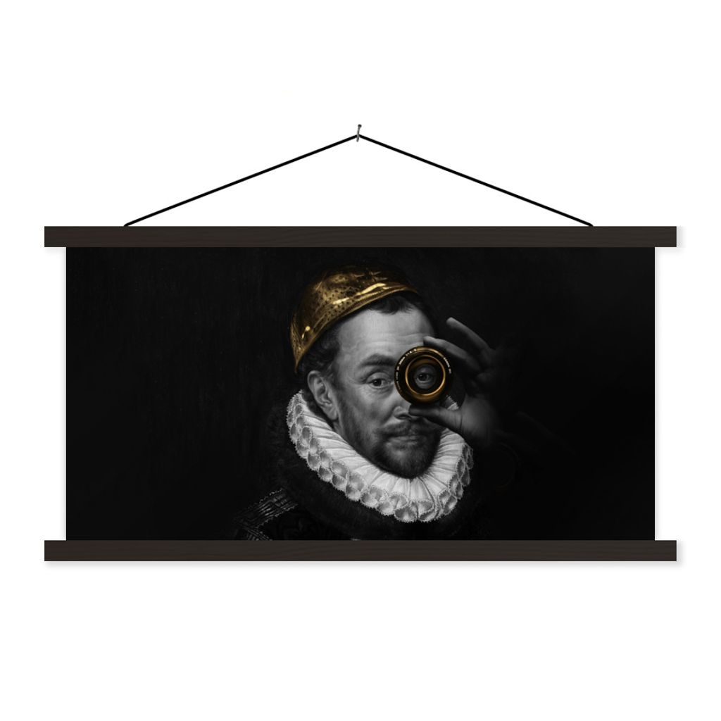 MuchoWow Textilposter Gemälde - Wilhelm von Oranien - Gold 150x75 cm mit schwarzem Rahmen - Posterleiste