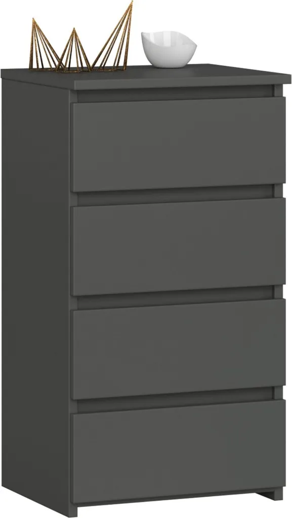 Buffet avec 4 tiroirs gris graphite meuble de rangement gain de place