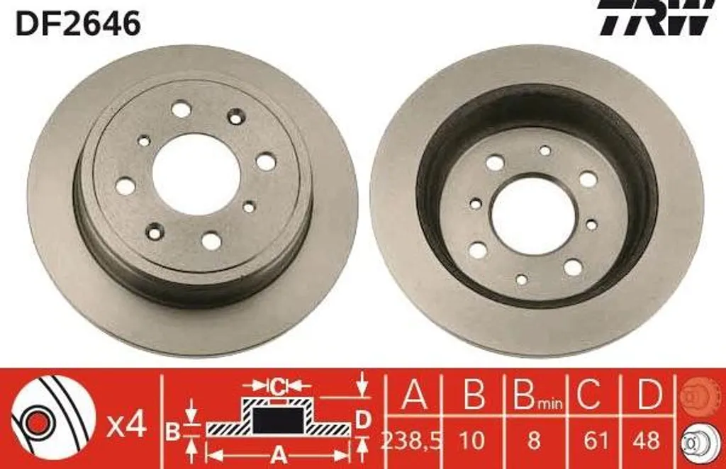 Stopper les vibrations : Disque de frein TRW DF2646 pour Honda Civic