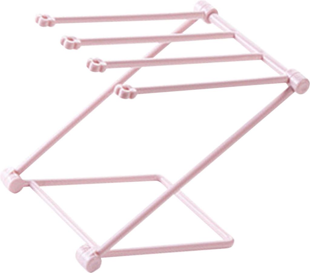 Countertop Dishcloth Drying Rack 4 Arme Folding Vertical Handtuch Stand Dish Rag Storage Holder für Küche Hellrosa