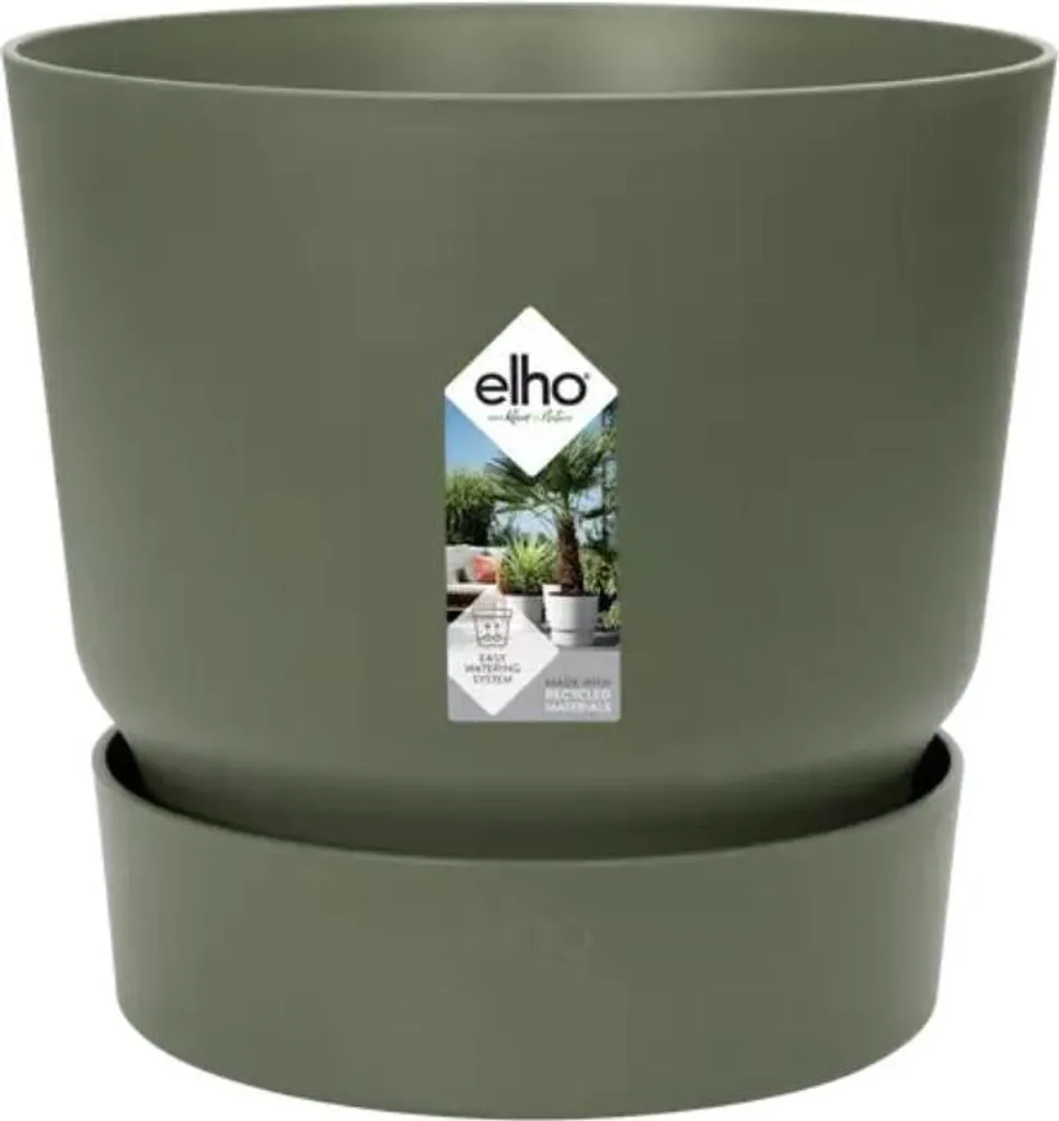 Pot pour plantes d'extérieur 25 cm - Arrosage automatique et plastique vert