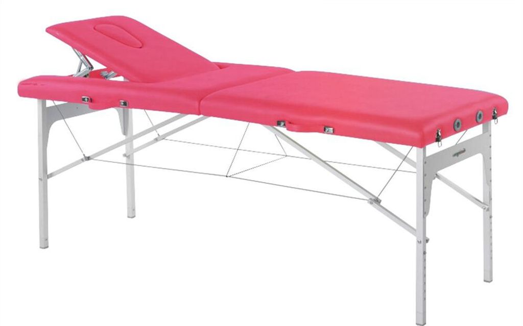 Behandlungsliege, Massageliege, Liege klappbar, mobil, Höhe 68-84 cm, Farbe:50 himbeere