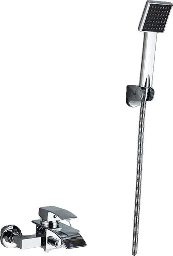 Rubinetteria per vasca da bagno dorata, doccia a cascata, montaggio a parete, cromata B