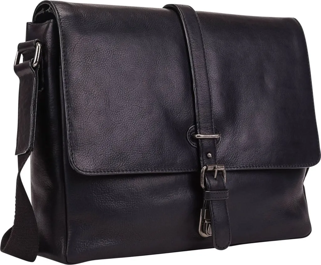 Leonhard Heyden Roma Laptop Bag Black - Borsa Messenger Minimalista