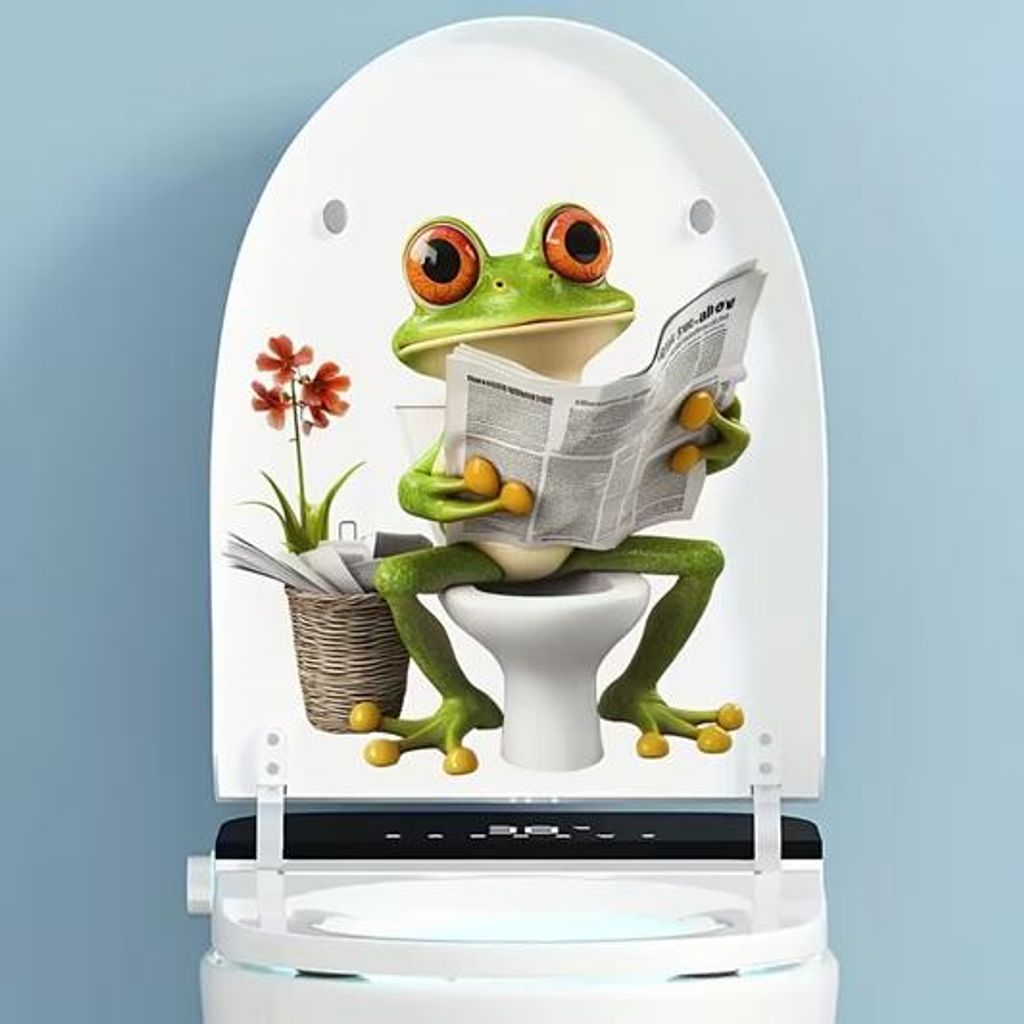 GKA WC Deckel Aufkleber Frosch mit Zeitung auf WC Produktbild 