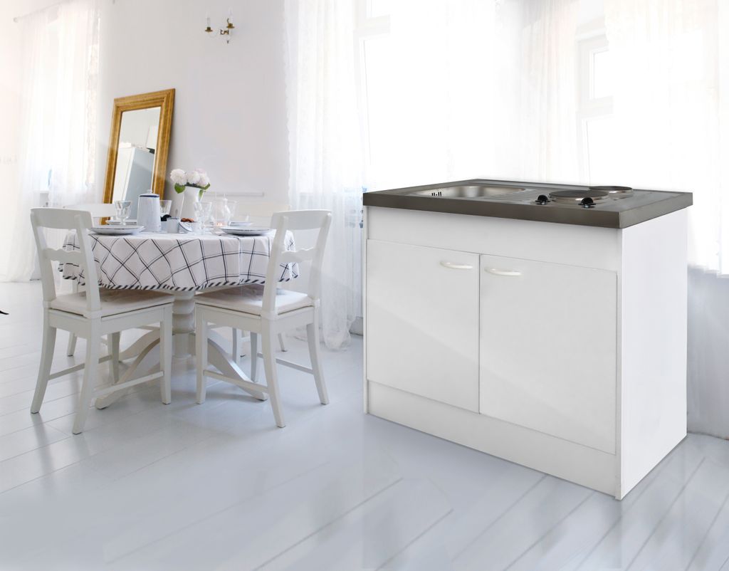 Küche Miniküche Küchenzeile Küchenblock Single Pantryküche 100 cm weiß respekta 