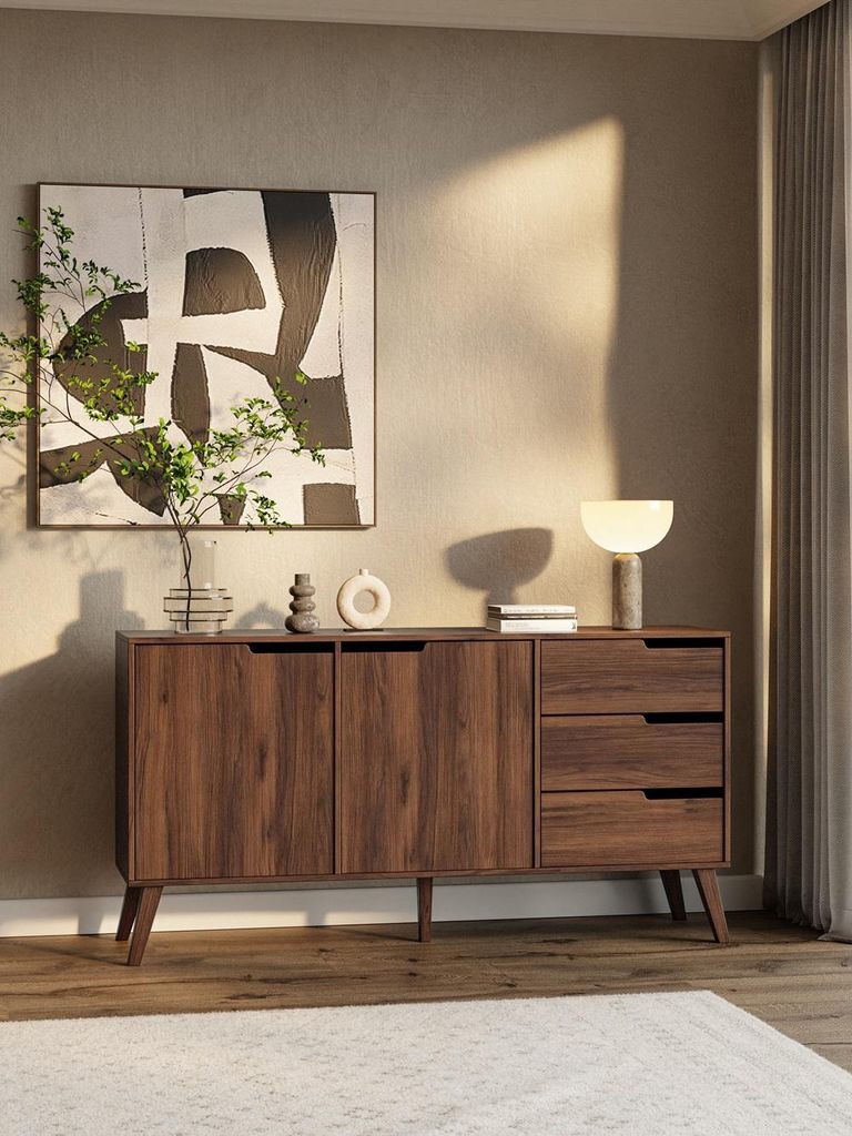 Kommode NORDELO 2D3S - 160 cm - Sideboard, Mehrzweckschrank (Warmia Walnut)