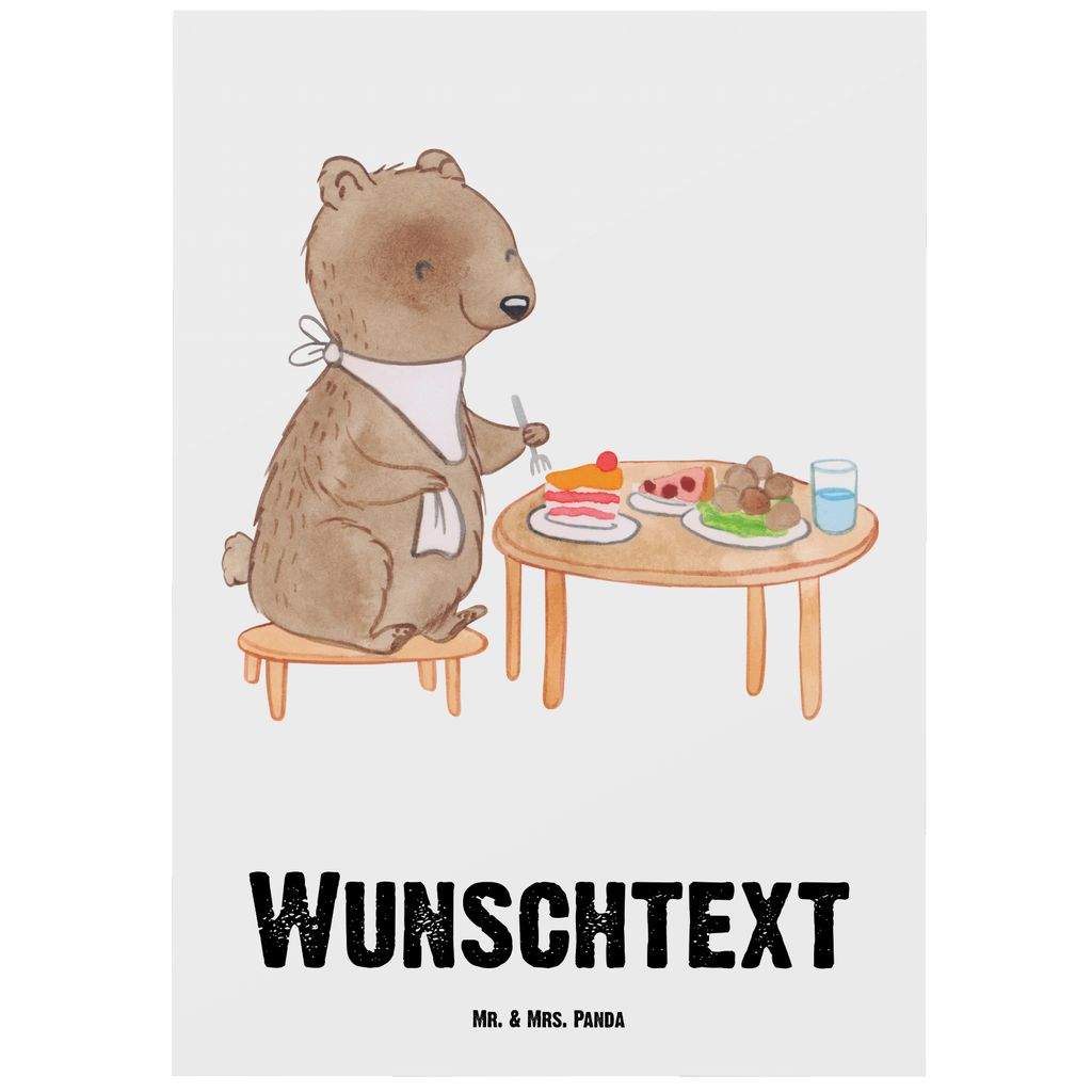 Mr. & Mrs. Panda Personalisierte Postkarte Bär Essen gehen Tage - Weiß - Personalisierte Geschenke, Ansichtskarte mit Namen, Karte mit Wunschtext...