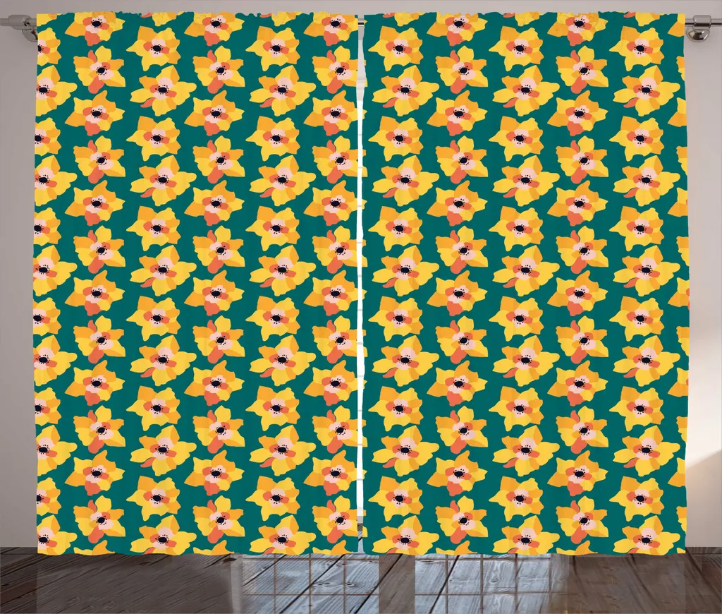 Rideau décoratif pour grand salon motifs fleurs rustiques 280x225 cm