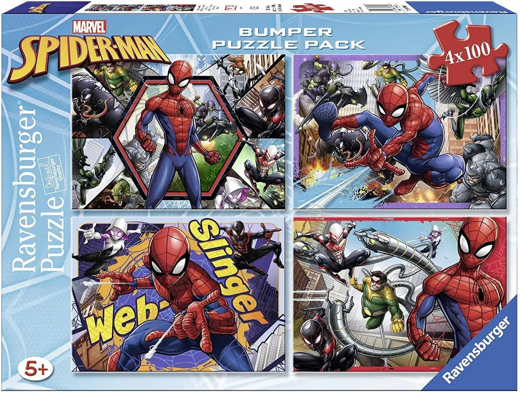 Puzzle Spider-Man 4x100 pièces Bumper Pack Marvel pour enfants dès 5 ans