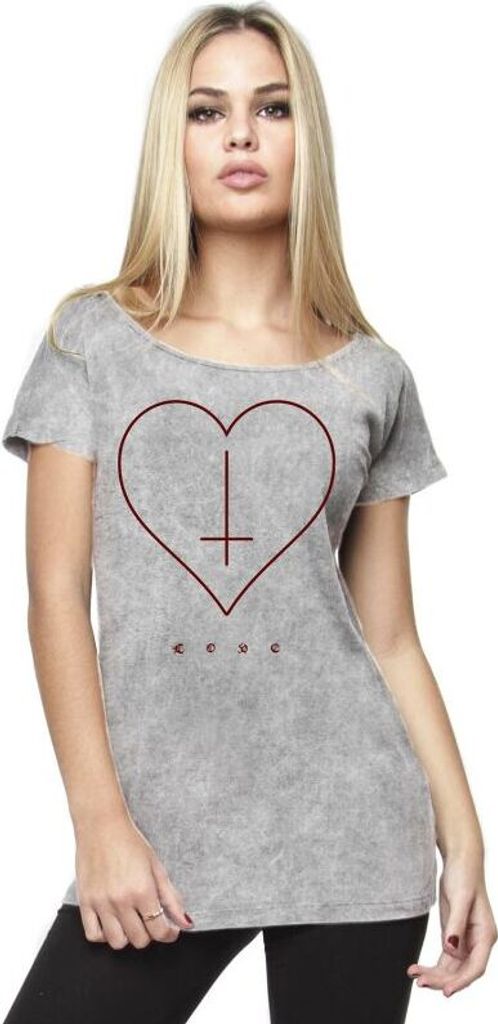 Gothicana by EMP Damen graues T-Shirt mit stylischem Frontprint M