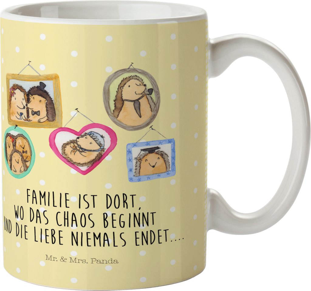 Mr. & Mrs. Panda Pott Igel Familie - Gelb Pastell - Geschenk, Mama, Trinklernbecher, Haferl, Muttertag, Plastikbecher, Bilder, Kindertasse, Glück,...