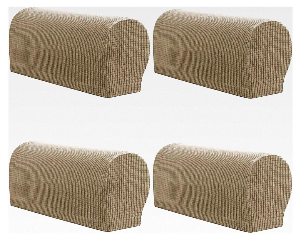 Armlehnenbezüge, Stretch-Sesselbezüge, rutschfest, Elasthan, Polyester, Schonbezüge für Möbelschutz, Sand, 4 Stück