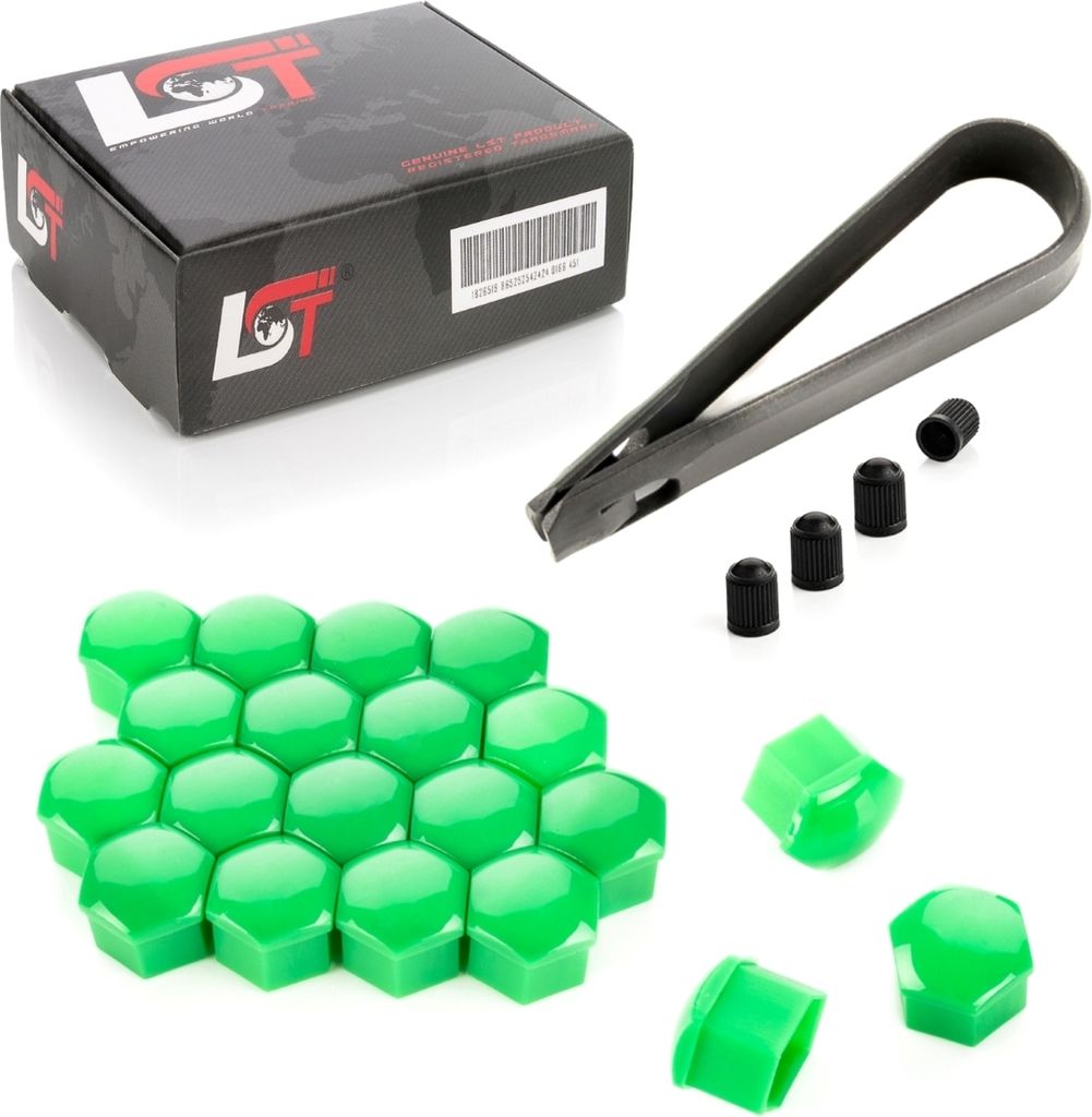 20x Radschrauben Abdeckkappen Set 17 mm grün Glanz für SAAB VOLVO OPEL VAUXHALL
