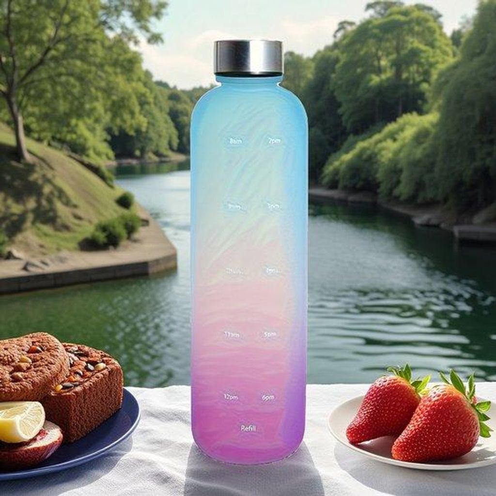 Zweiteiliger Sportflasche mit schmalem Öffnungsstutzen und Farbschichtung, leckfrei, für Sport und Fitness geeignet (schwarz).