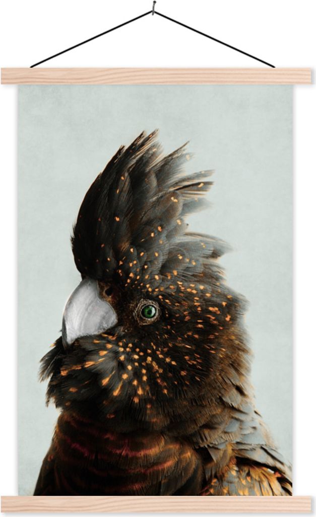 MuchoWow Textilposter Kakadu - Vogel - Bronze 40x60 cm mit holzfarbenen Rahmen - Poster