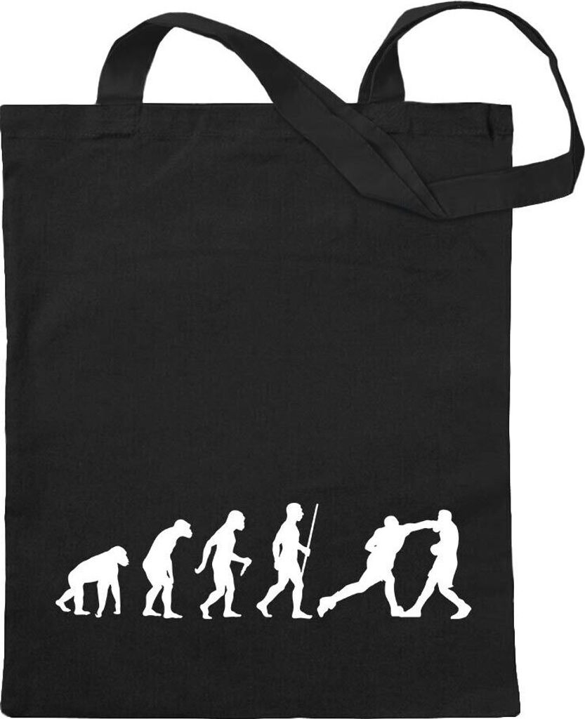 Kiwistar - Baumwolltasche - schwarz - Boxen Knockout Evolution 2 - Tragetasche Stoffbeutel Umhängetasche Langer Henkel