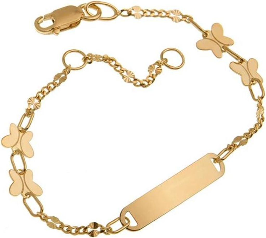 SILBERKETTEN STORE Kinder-Gravurarmband Butterfly - 585 Gelbgold - 14cm