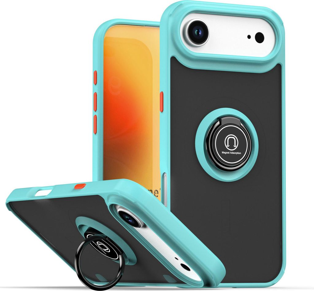 Hülle für iPhone Air Matte Transluzent TPU Stoßfest Schutzhülle mit Ring Halter Ständer Hellblau
