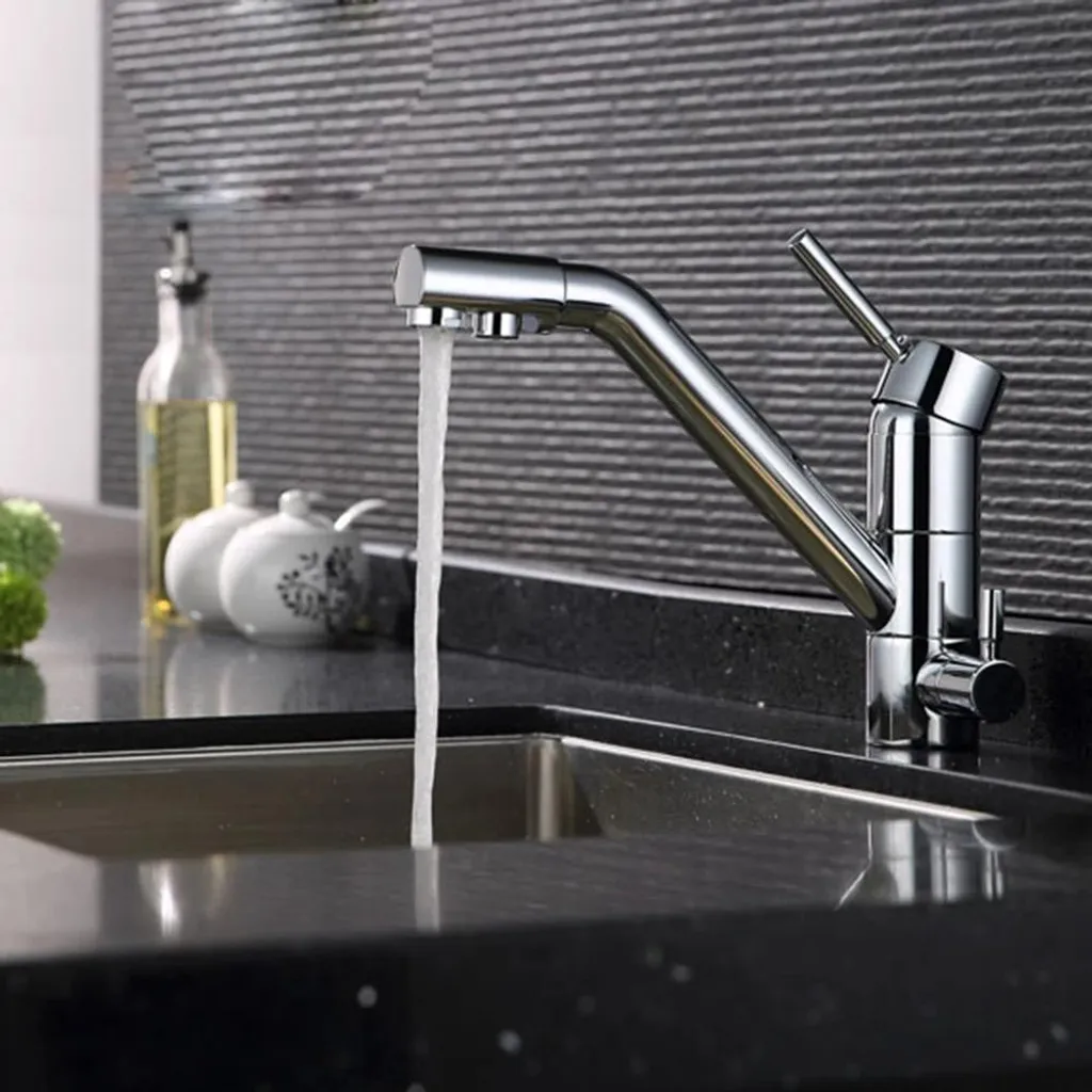 Miscelatore 3 in 1 Cucina Osmosi: Argento Chiaro Monocomando Girevole - 3
