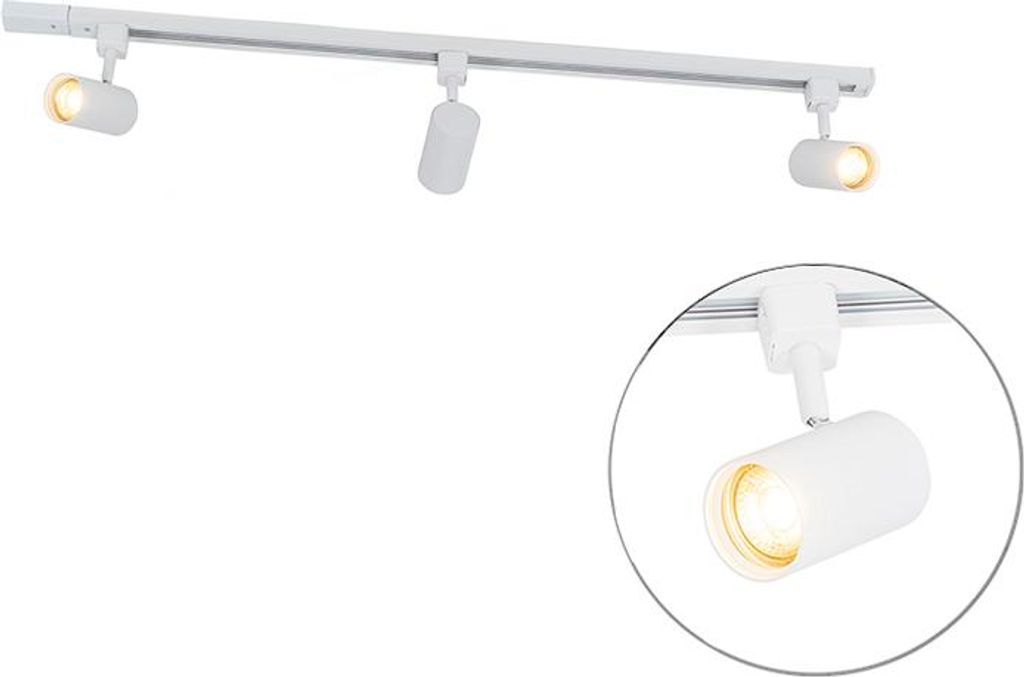 Qazqa Smart led Modern Schienensystem Lampen Komplettset, Schienenbeleuchtung, Deckenstrahler, Deckenspot - Iconic Jeana - Weiß, 2700K - 6500K, di...