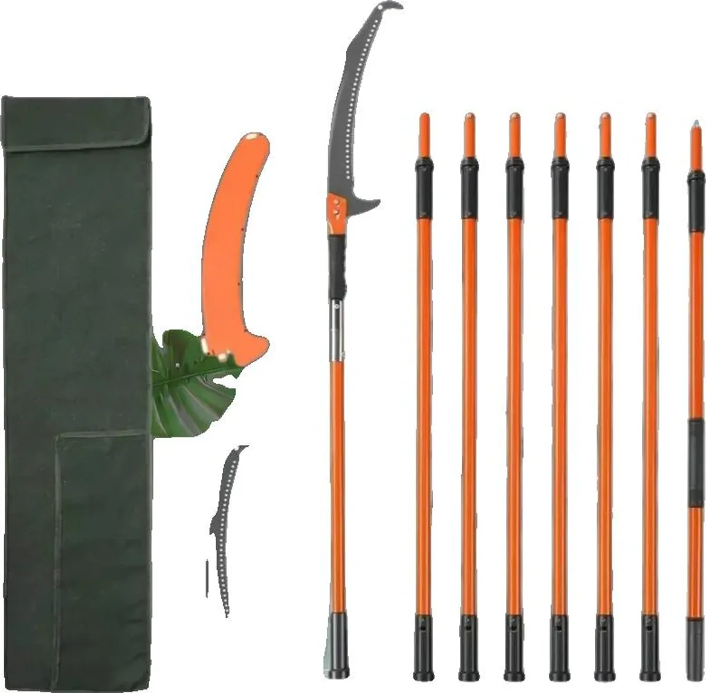 Sega manuale per alberi, altezza regolabile 2,2-8,2 m, lame Acciaio al carbonio, asta in fibra di vetro, peso leggero 5 kg, spessore lama 1,3 mm