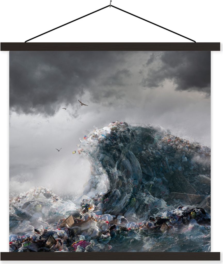 MuchoWow Textilposter Meer - Golf - Abfall 90x90 cm mit schwarzem Rahmen - Magnetisches