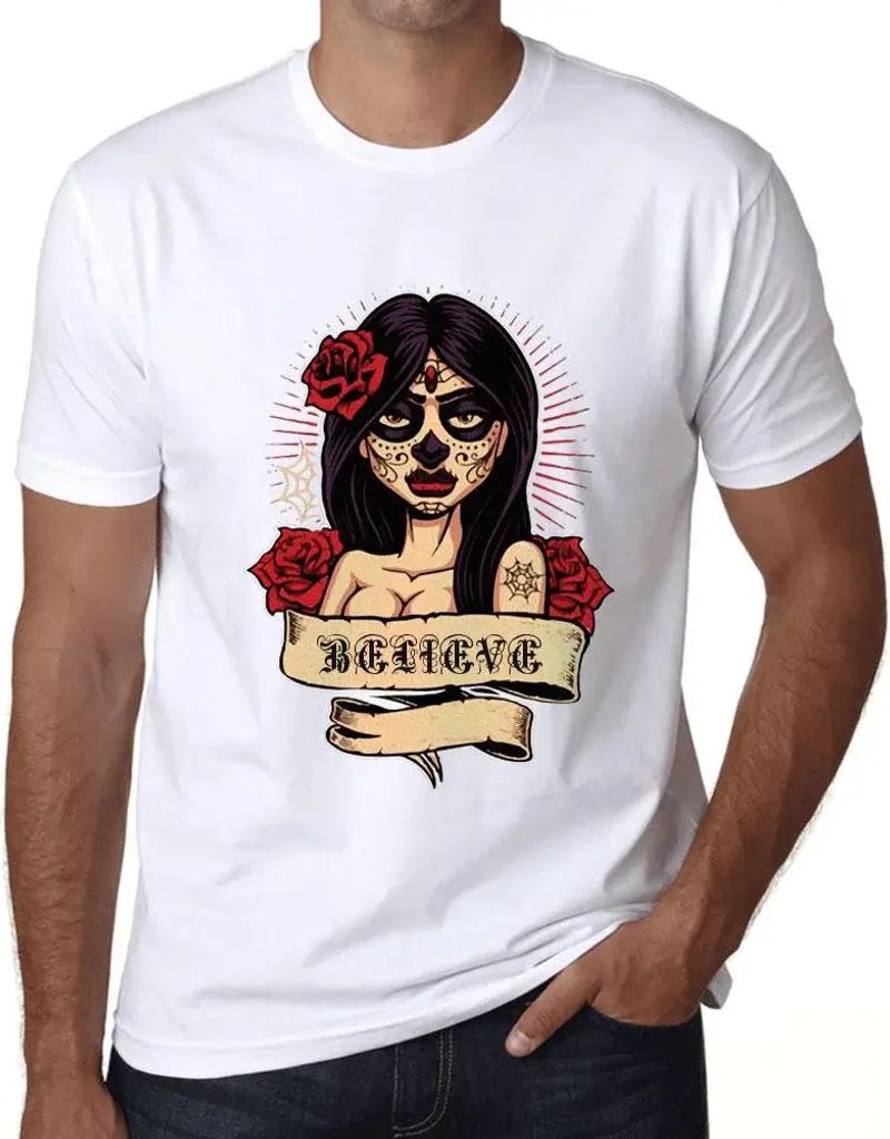 Herren Grafik T-Shirt Frauen Blume Tattoo glauben – Women Flower Tattoo Believe – Öko-Verantwortlich Vintage Jahrgang Kurzarm Lustige Druck Ge...
