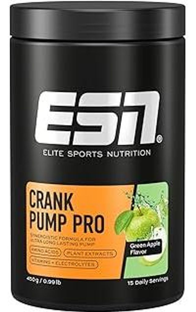 ESN Crank Pump Pro, 450 g, Pre Workout Booster, Green Apple - Germany