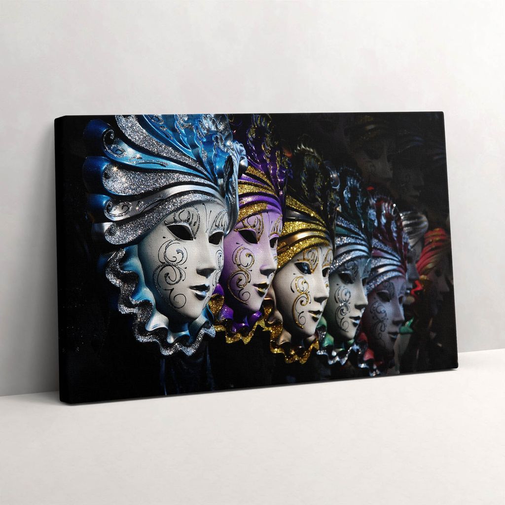 Venezianische Masken – Leinwandbild Wandbild – 30x20 cm – Leinwandbilder – Wandbilder – Schlafzimmer – Flur