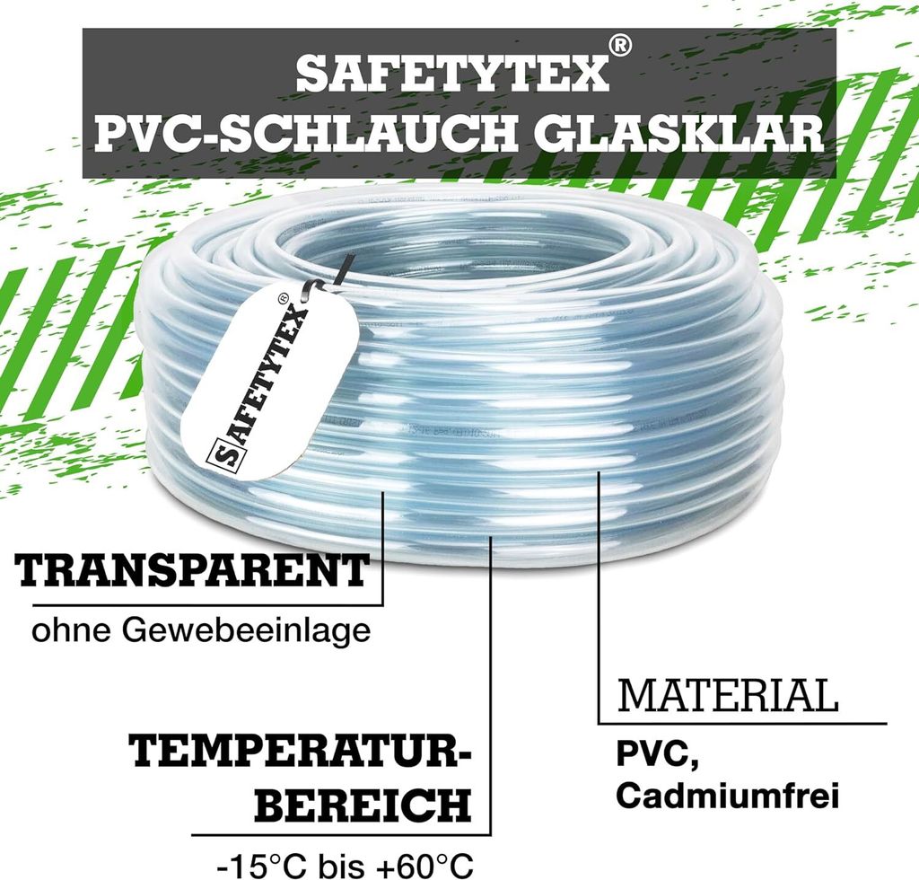 Rehau RAUCLAIR-E PVC-Schlauch – 50m, 8/2 Mm, Transparent, Cadmiumfrei, KTW-geprüft, Für Wasser & Luft