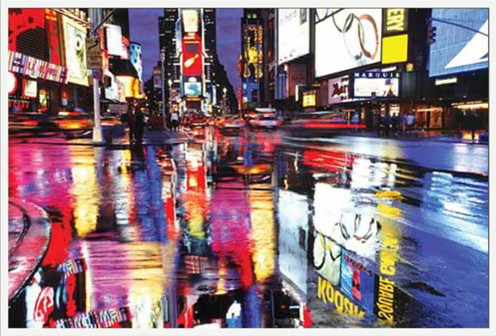 Poster New York Times Square Shinsuke cadre blanc résistant acrylique
