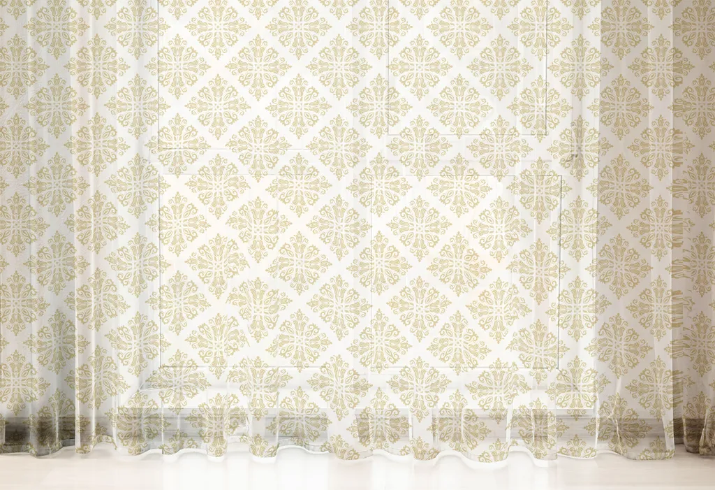 ABAKUHAUS Arazzo orientale, Motivi autentici in tonalità giallo dorato Cultura Etnica Tradizionale Sensazioni, Soggiorno Camera da letto Tessuto da parete in raso setoso, 274 cm x 274 cm, Senape scura Bianco - 2