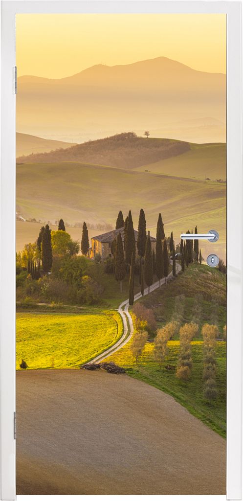 MuchoWow Türtapete Selbstklebende Türfolie Italien - Weinberg - Olivengarten 80x205 cm Türposter Türaufkleber Klebefolie Türklebefolie - Fot...