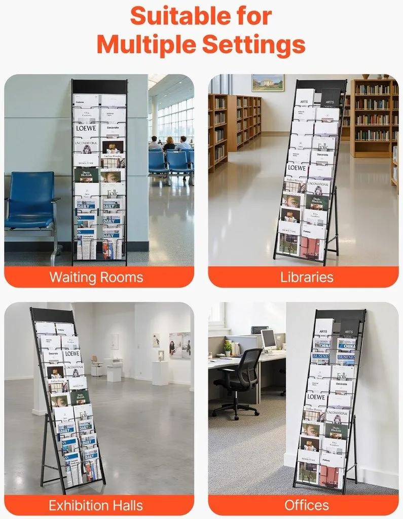 Présentoir à brochures 20 compartiments en métal noir pour salons pro - 6