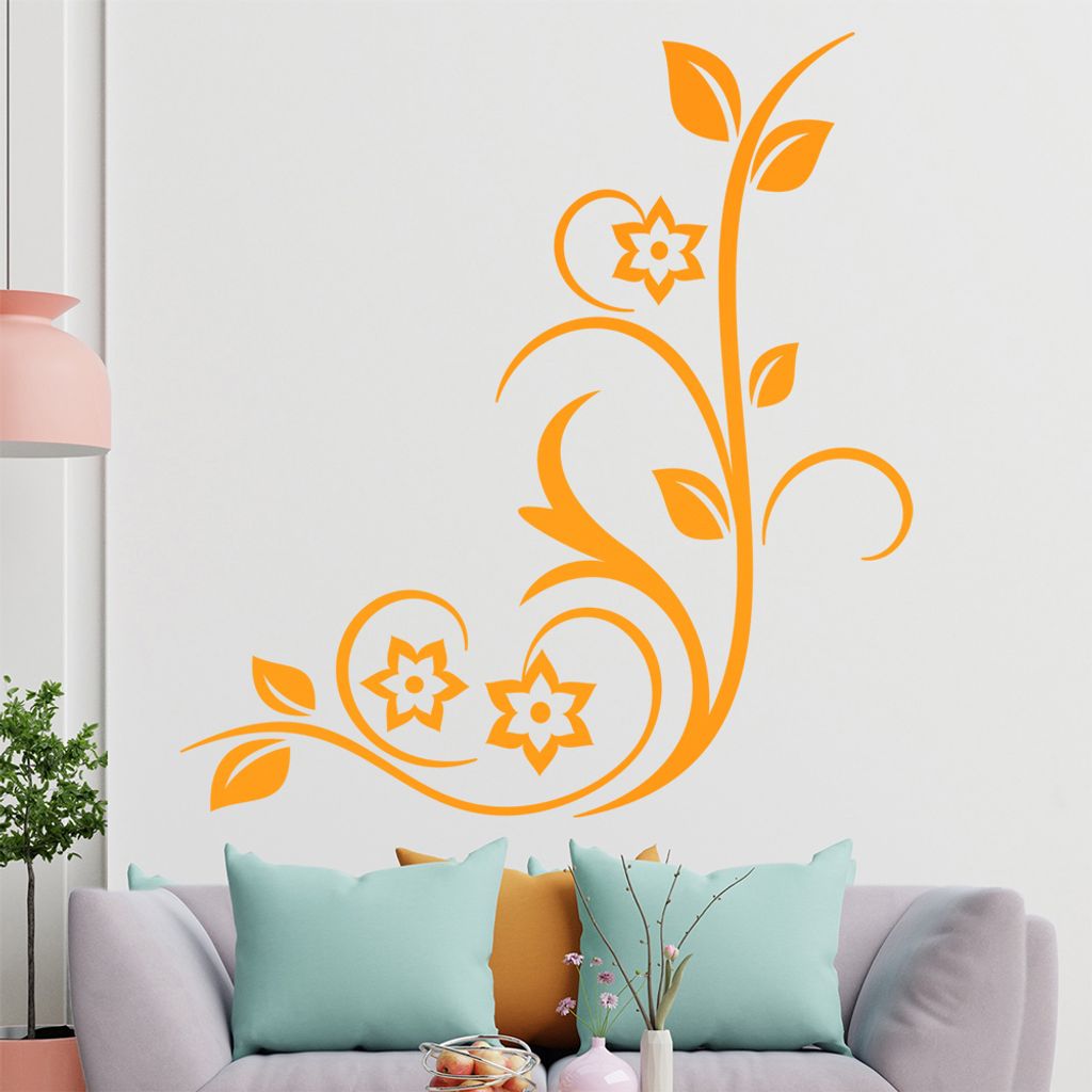 Sternen - Blüten - Pflanze Wandtattoo in 6 Größen - Wandaufkleber Wall Sticker - Dekoration, Küche, Wohnzimmer, Schlafzimmer, Badezimmer