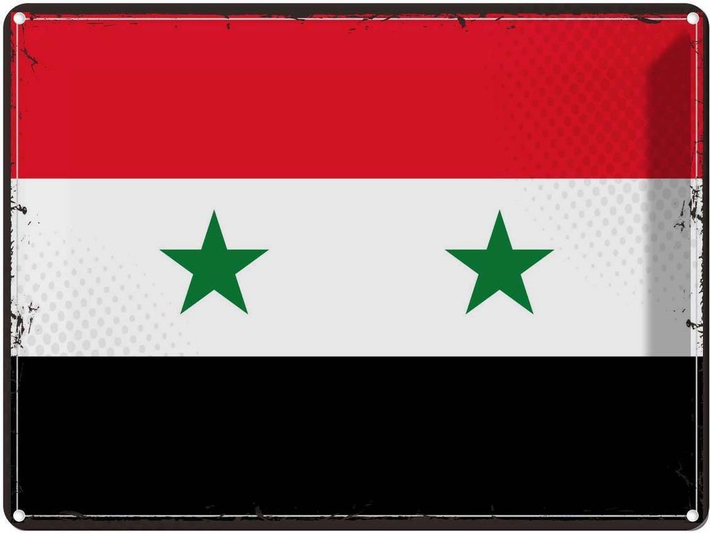 vianmo Blechschild 30x40 cm Syriens Retro Syria Flagge Fahne Wappen