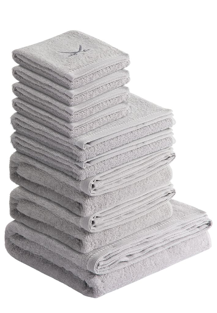 Sansibar Sylt Handtuch Set Frottier-Serie Classic Nr. 6 (Set, 9-tlg), silber