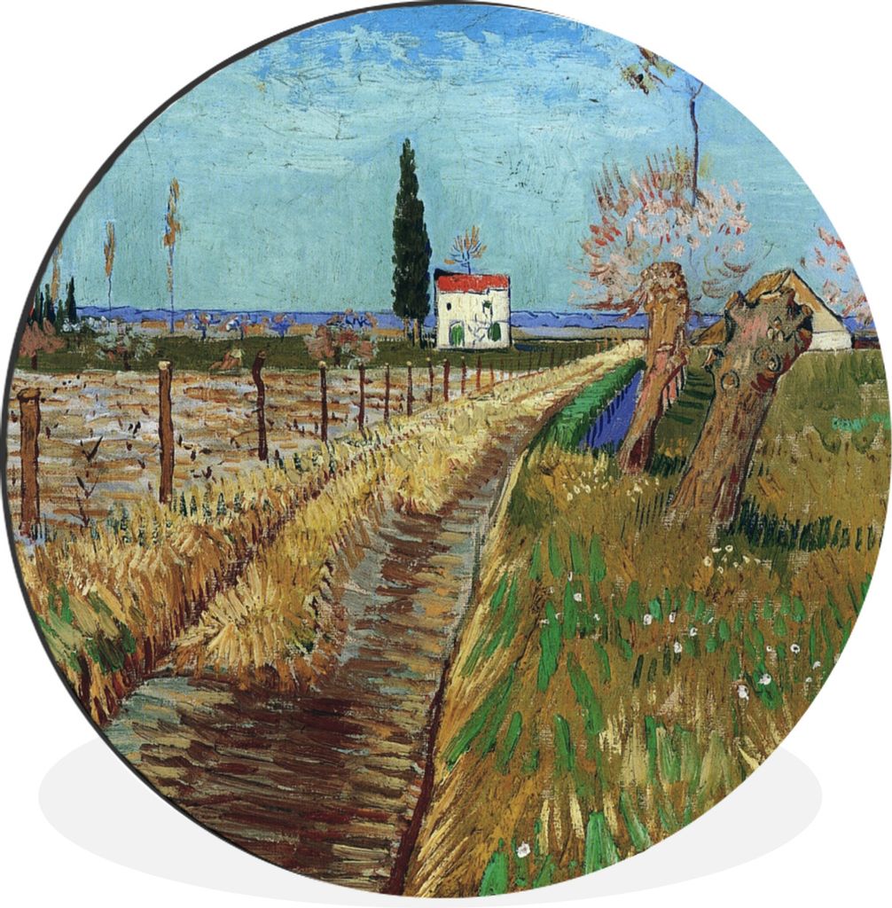 MuchoWow Aluminium Wandkreis Weg durch ein Weidenfeld - Vincent van Gogh Ø 90 cm Wanddeko Modern Wohnzimmer - Mauerkreis - Wandbilder - Runde Bi...