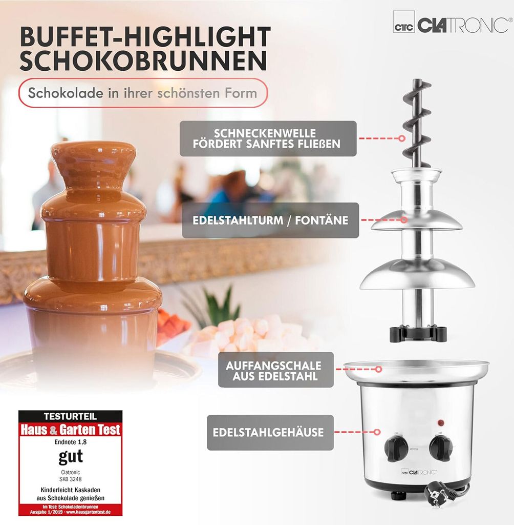 Clatronic SKB 3248 Fontana Cioccolata - Per Fondue E Cioccolata Calda - Foto 9